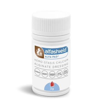 Alfashield Alfa-Pad Calcium Alginate Dressing 2g - Στείρα απορροφητική επίδεση αιμόστασης σε συσκευασία φιαλιδίου